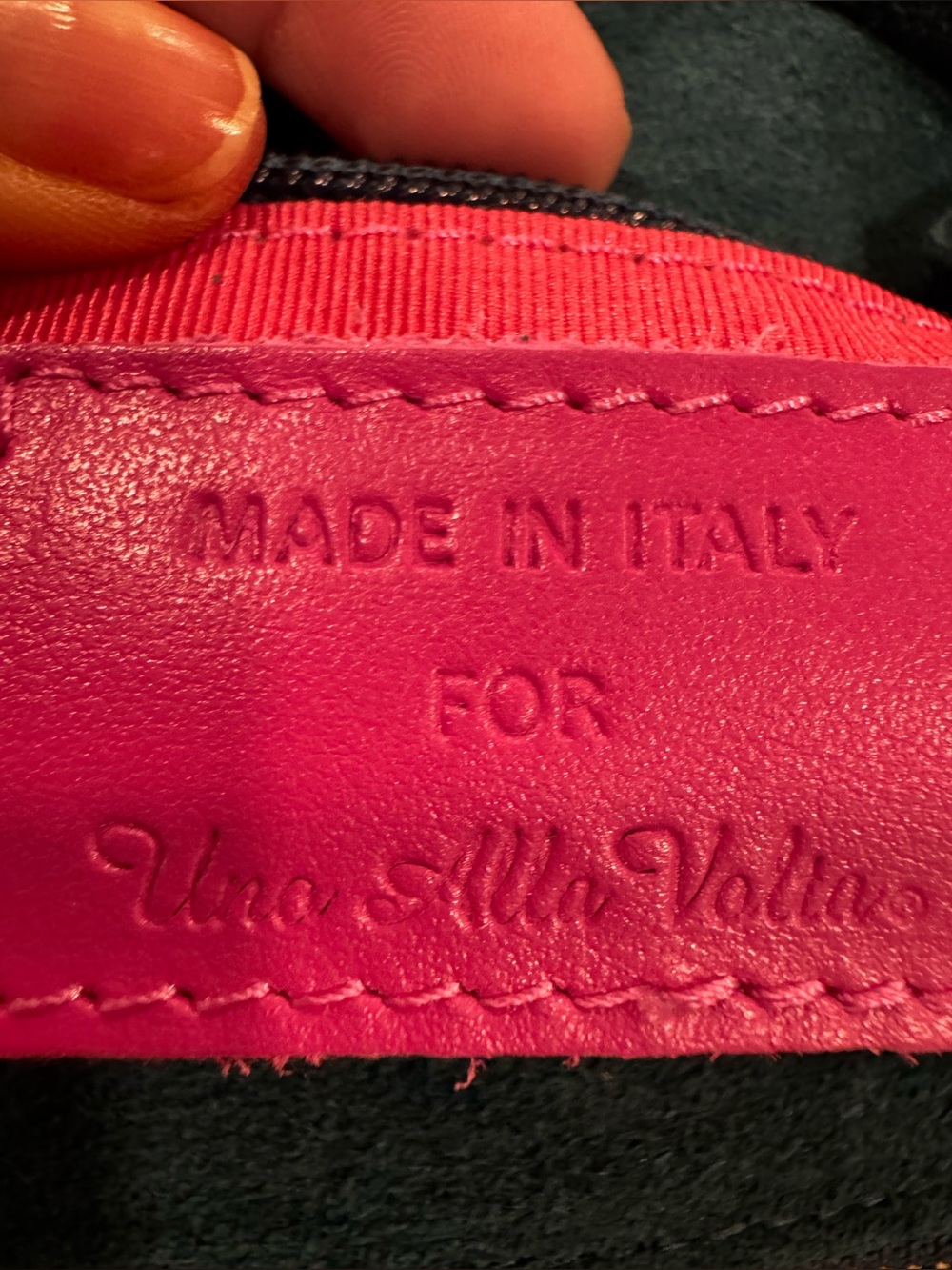 Vintage Una Alla Volta Italian Leather Hand Bag In Blue Marine EUC - Picture 9 of 10